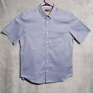 Eden Park Shirt Men Large Blue Short Sleeve Button Down Regular Fit Casual Paris